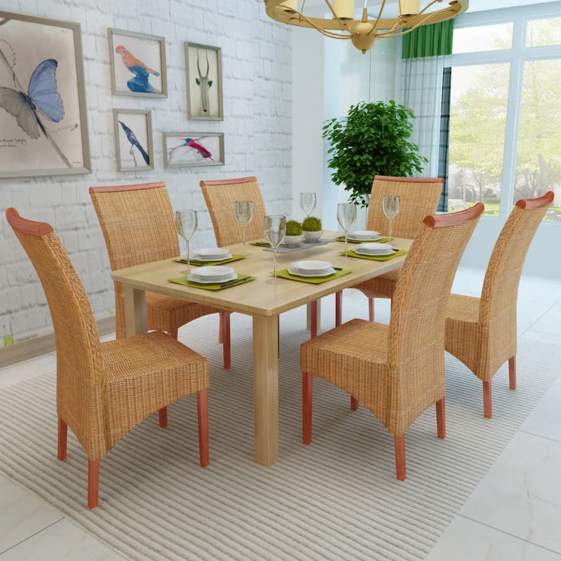 vidaXL 6 db barna természetes rattan étkezőszék