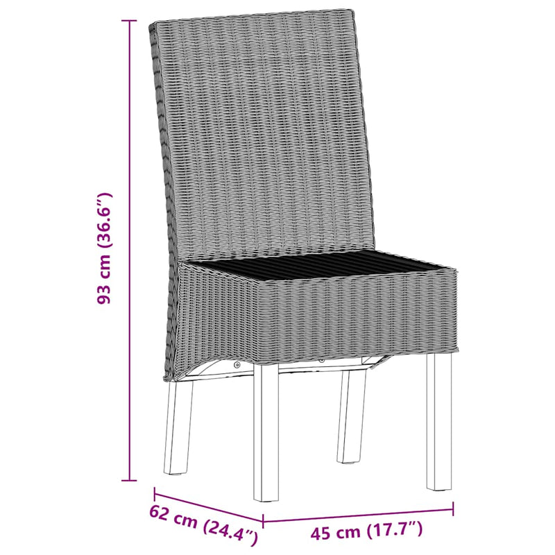 vidaXL 4 db barna természetes rattan étkezőszék