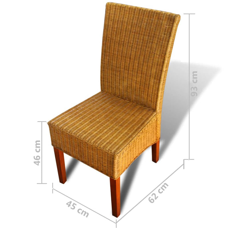 vidaXL 6 db barna természetes rattan étkezőszék