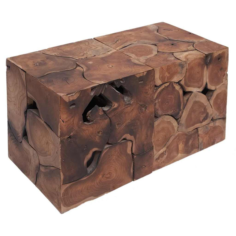 vidaXL tömör tikfa dohányzóasztal / zsámoly