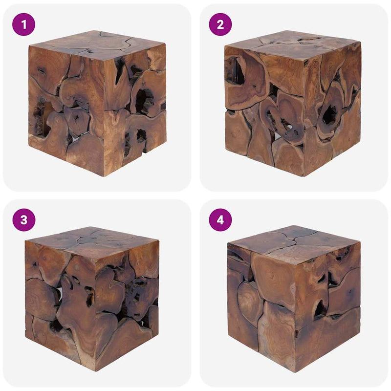 vidaXL tömör tikfa dohányzóasztal / zsámoly