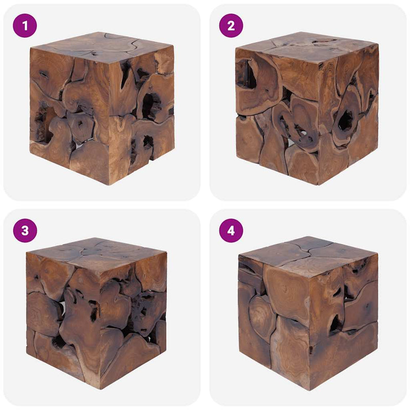 vidaXL 60 cm tömör tikfa dohányzóasztal / zsámoly