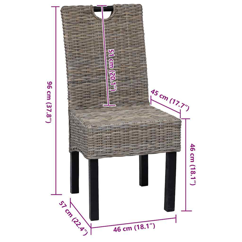 vidaXL 6 db Kubu rattan mangófa étkezőszék