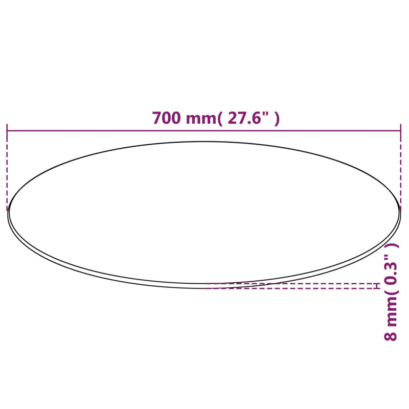 vidaXL edzett üveg asztallap kerek 700 mm
