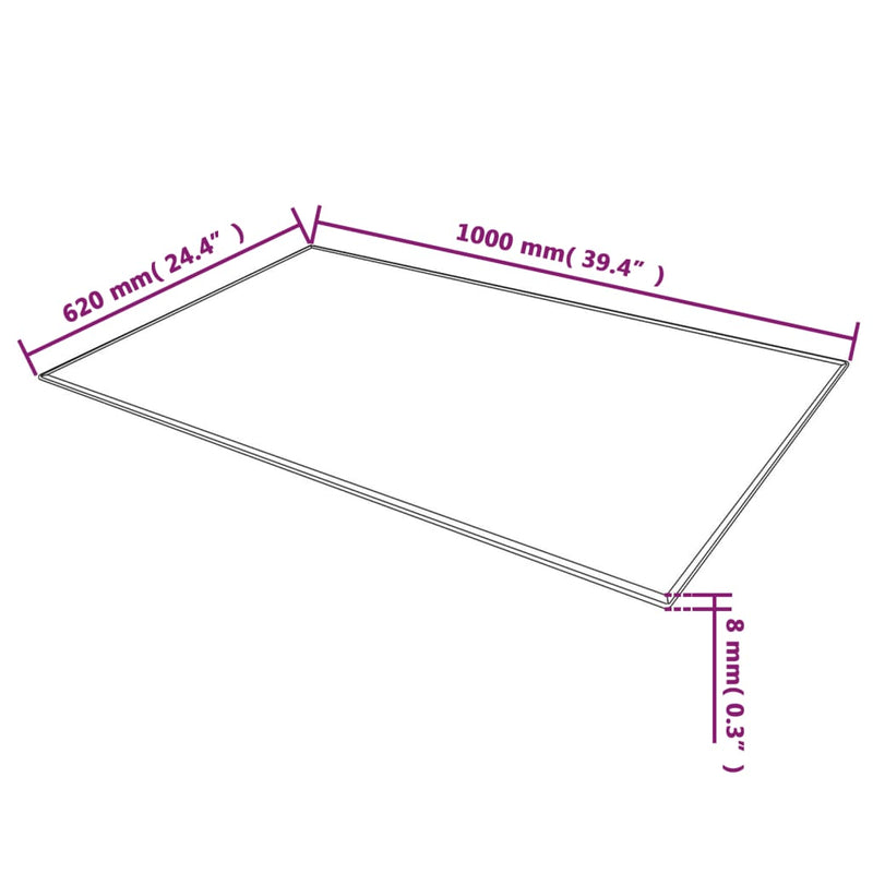 vidaXL edzett üveg asztallap téglalap alakú 1000 x 620 mm