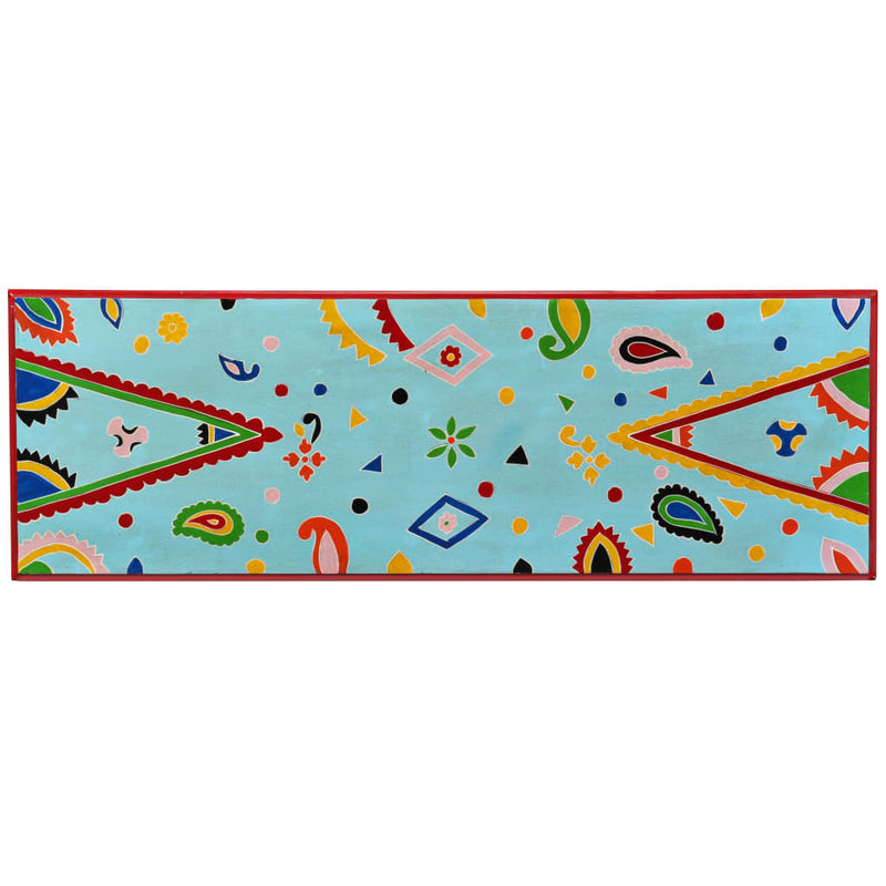 vidaXL kézzel festett kék, tömör mangófa konzolasztal