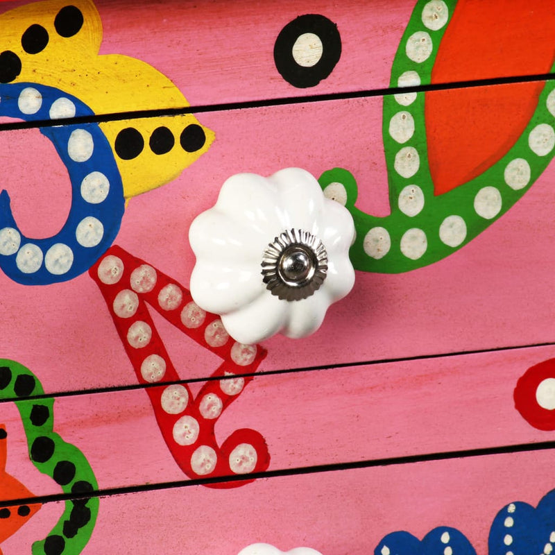 vidaXL kézzel festett pink, tömör mangófa konzolasztal