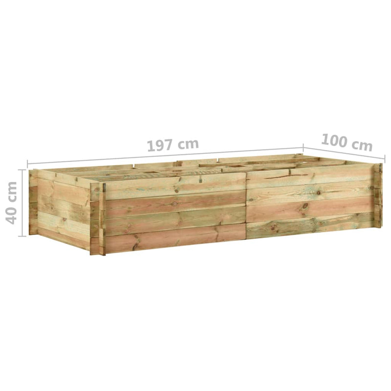 vidaXL impregnált fenyőfa kerti magasított zöldségágy 197x100x40 cm