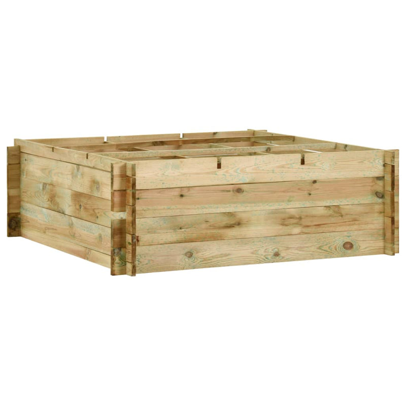 vidaXL impregnált fenyőfa kerti magasított zöldségágy 120x120x40 cm