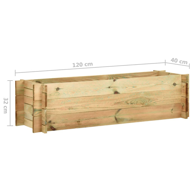 vidaXL impregnált fenyőfa emelt kerti zöldségágyás 120 cm