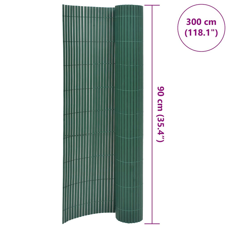 vidaXL zöld kétoldalas PVC kerti kerítés 90 x 300 cm