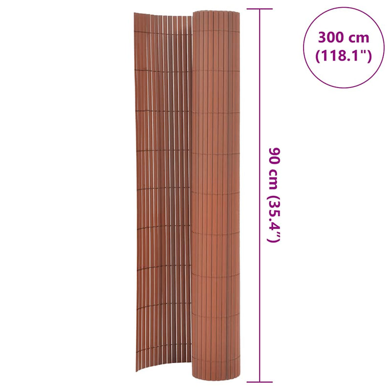 vidaXL barna kétoldalas PVC kerti kerítés 90 x 300 cm
