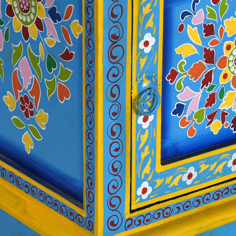 vidaXL türkiz, kézzel festett, tömör mangófa éjjeliszekrény