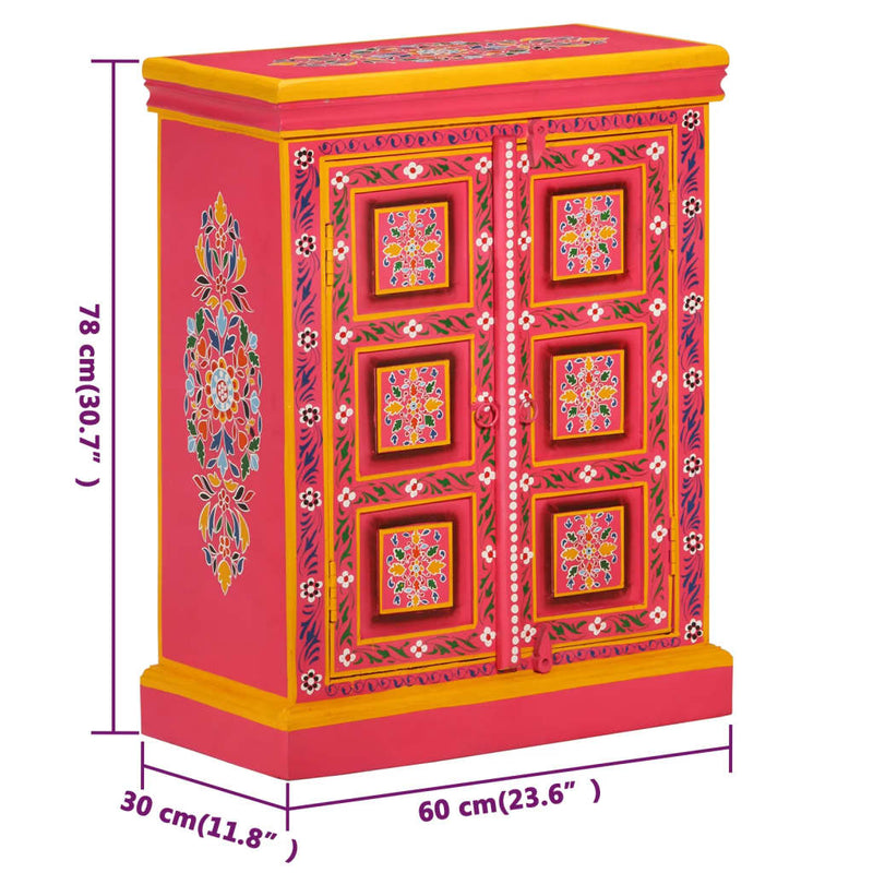 vidaXL rózsaszín, kézzel festett, tömör mangófa tálaló