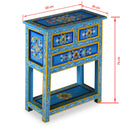 vidaXL türkiz, kézzel festett, tömör mangófa fiókos tálaló