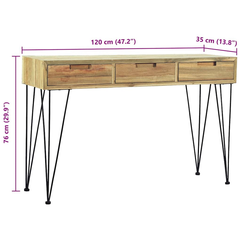 vidaXL tömör tíkfa tálalóasztal 120 x 35 x 76 cm