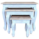 vidaXL 3 részes tömör mahagóni fa egymásba tolható asztal szett