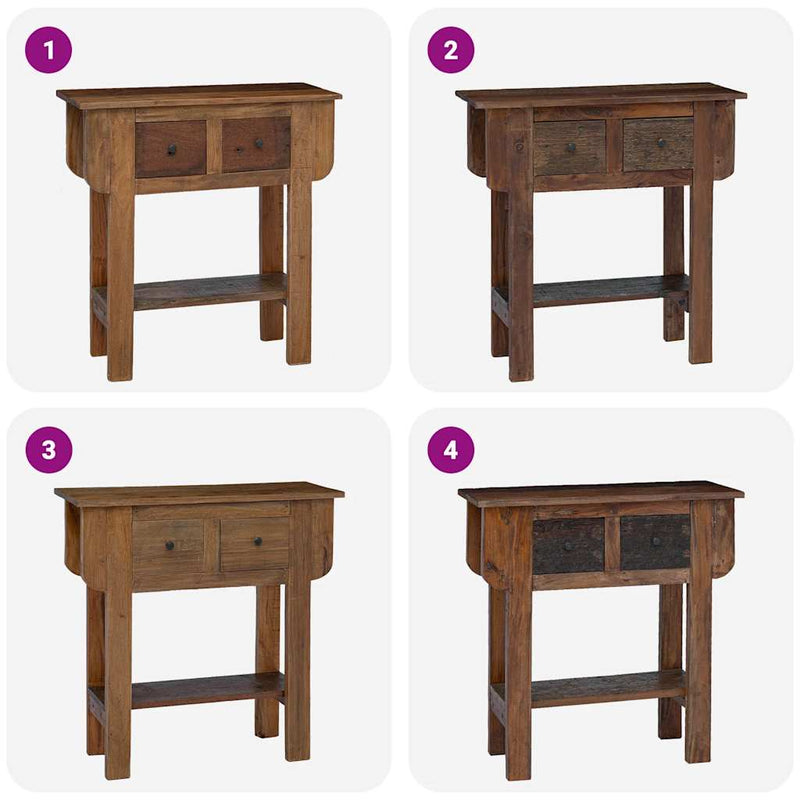 vidaXL vegyes újrahasznosított fa konzolasztal 80 x 35 x 80 cm