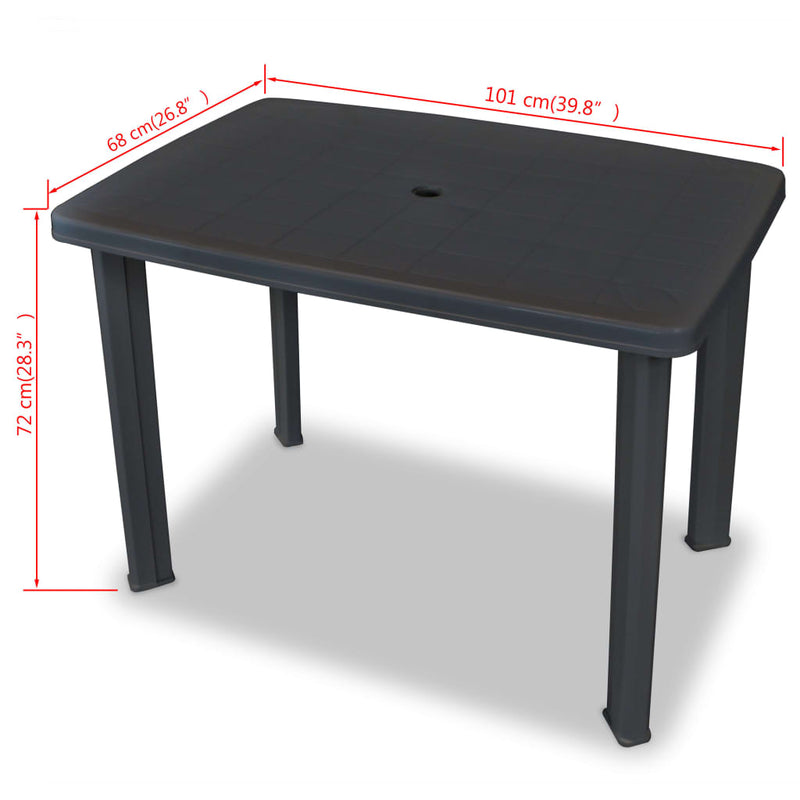 vidaXL antracitszürke műanyag kerti asztal 101 x 68 x 72 cm