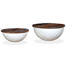 vidaXL 2 db fehér tál alakú újrahasznosított fa dohányzóasztal