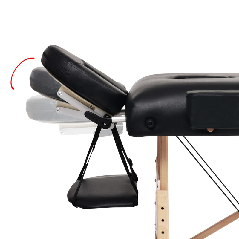 vidaXL 3 zónás fekete összecsukható 10 cm vastag masszázsasztal