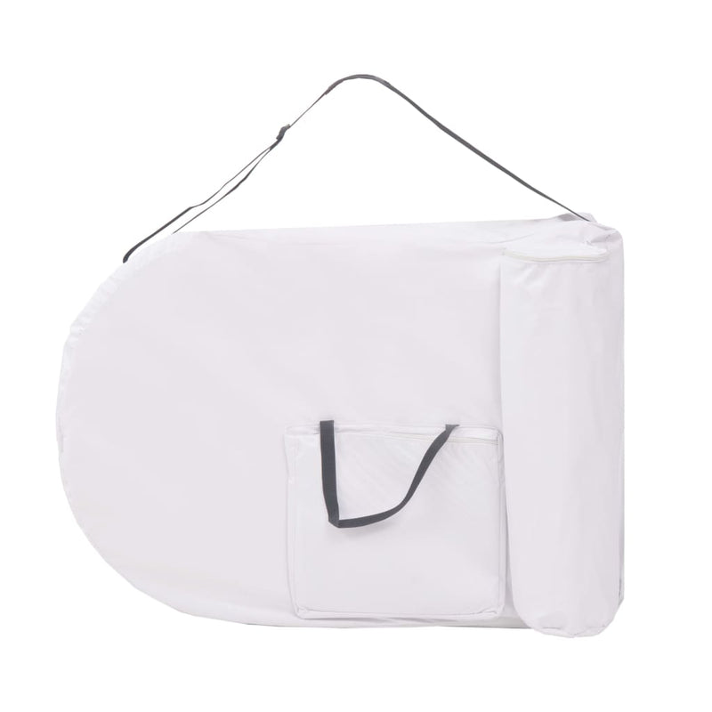 vidaXL fehér összecsukható 4 cm-es masszázsasztal 2 hengerpárnával