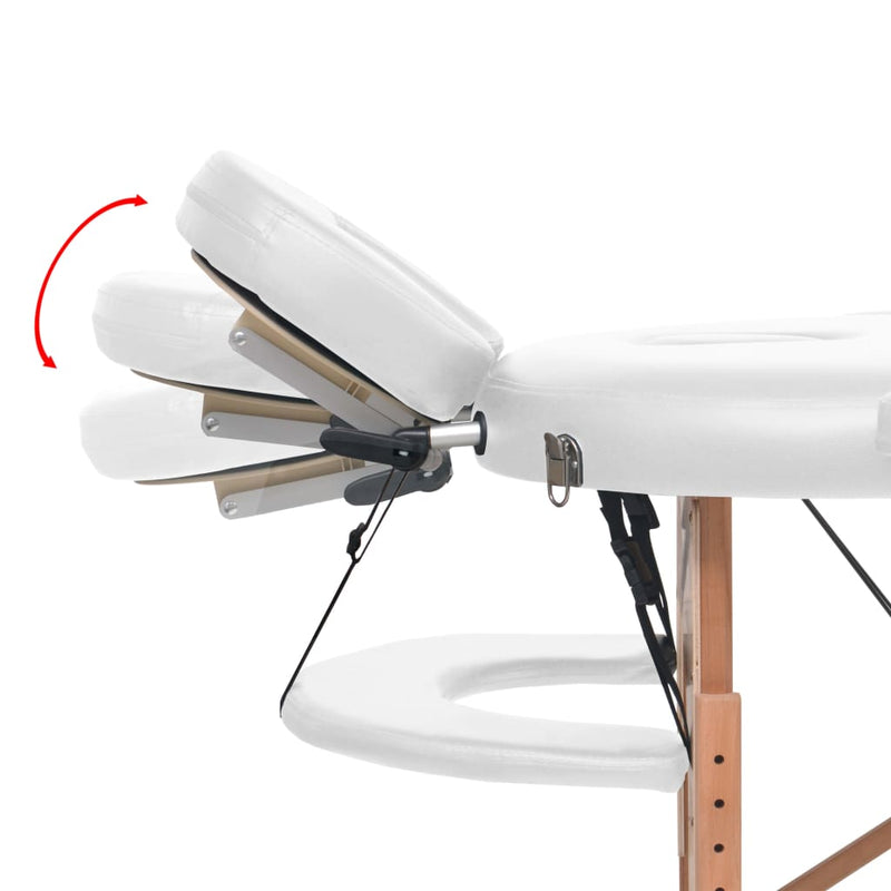 vidaXL fehér összecsukható 4 cm-es masszázsasztal 2 hengerpárnával