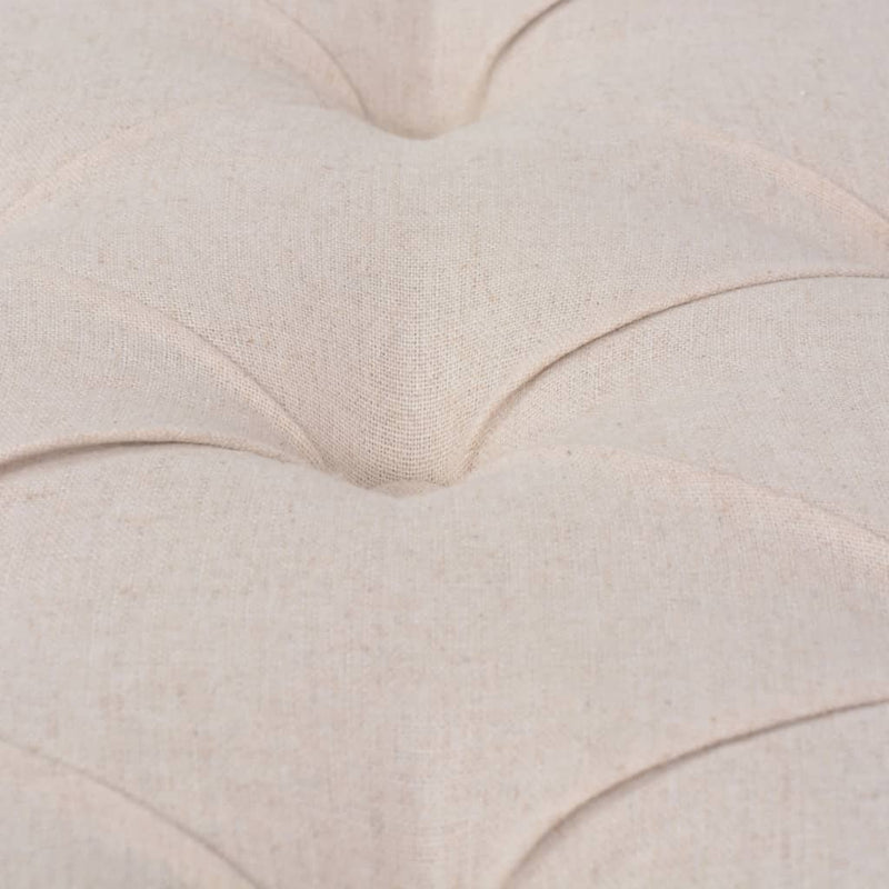 vidaXL krémfehér, vászon és tömör fa pad 150 x 40 x 48 cm