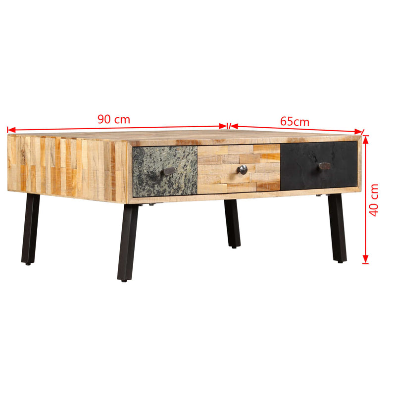 vidaXL tömör újrahasznosított tíkfa dohányzóasztal 90 x 65 x 40 cm