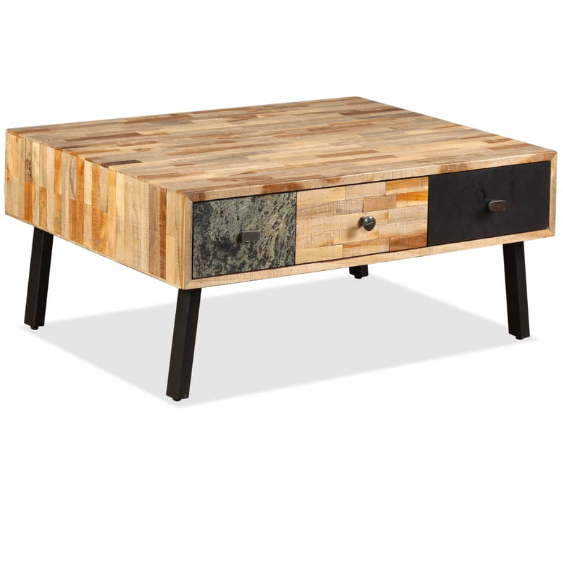 vidaXL tömör újrahasznosított tíkfa dohányzóasztal 90 x 65 x 40 cm