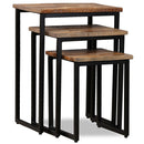 vidaXL 3 részes tömör újrahasznosított tíkfa, egymásba tolható asztal