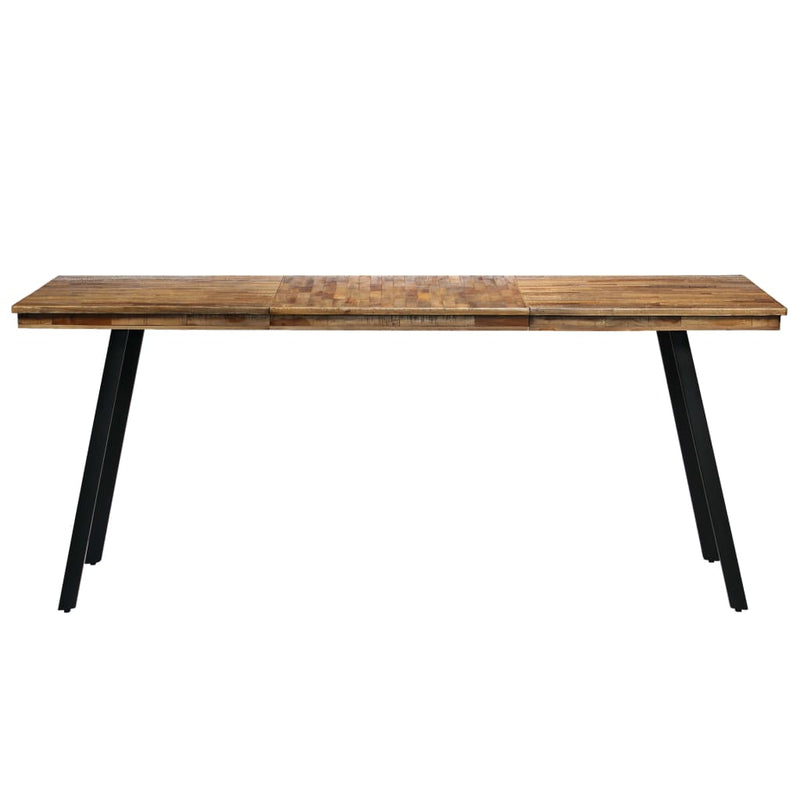 vidaXL tömör újrahasznosított tíkfa/acél étkezőasztal 180 x 90 x 76 cm