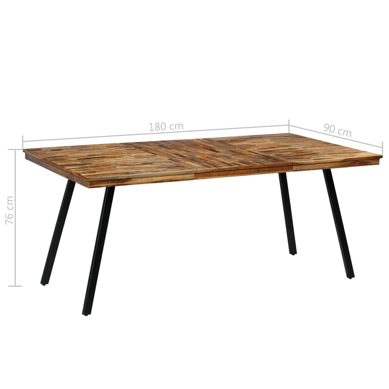 vidaXL tömör újrahasznosított tíkfa/acél étkezőasztal 180 x 90 x 76 cm