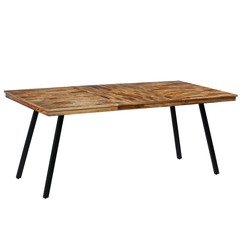 vidaXL tömör újrahasznosított tíkfa/acél étkezőasztal 180 x 90 x 76 cm