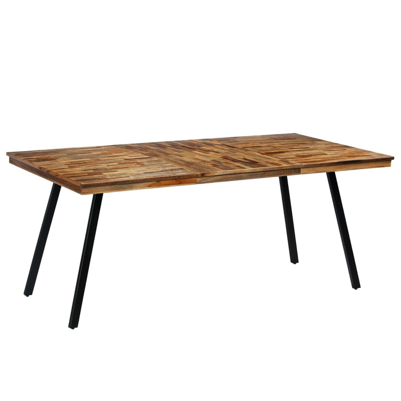 vidaXL tömör újrahasznosított tíkfa/acél étkezőasztal 180 x 90 x 76 cm