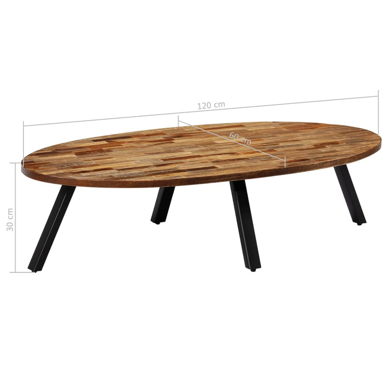 vidaXL újrahasznosított tömör tíkfa dohányzóasztal 120 x 60 x 30 cm