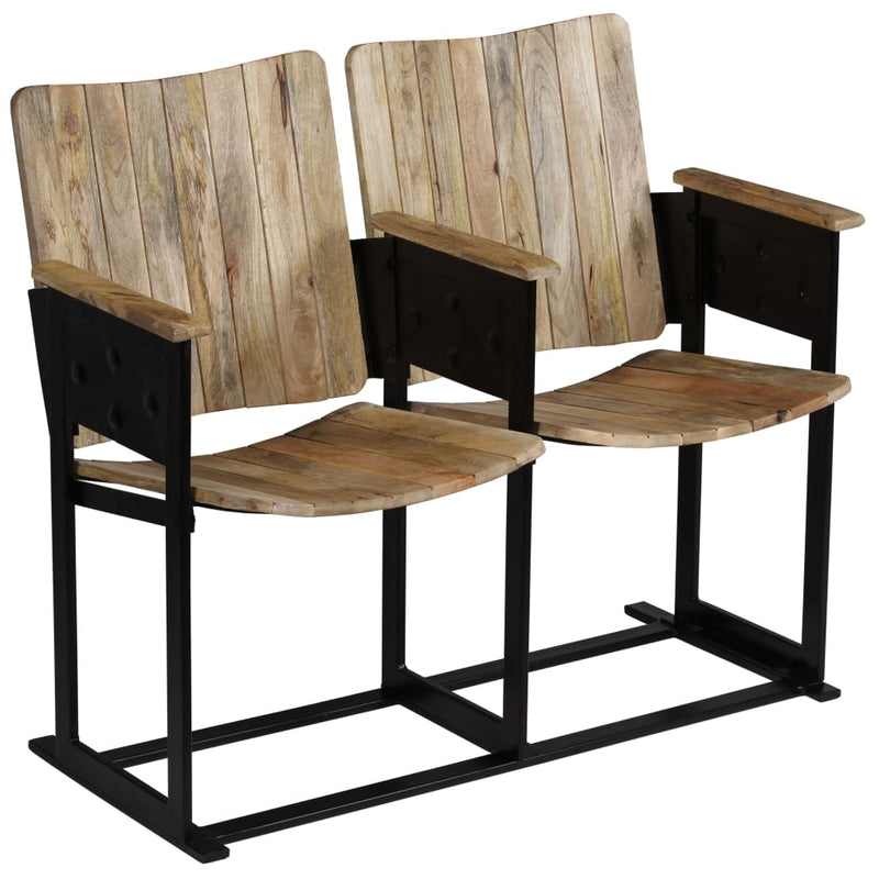 vidaXL 2 személyes tömör mangófa és acél pad