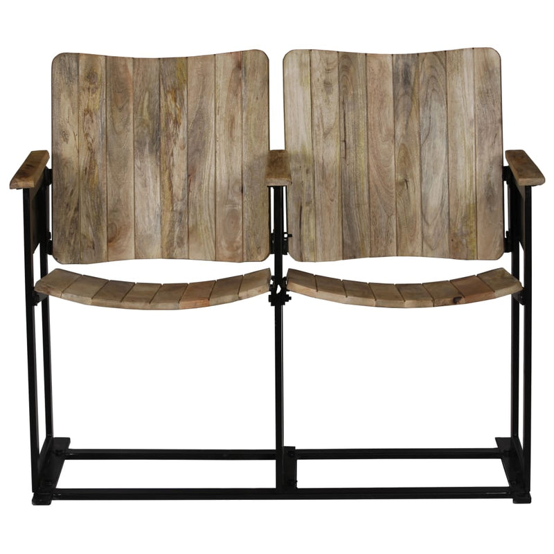 vidaXL 2 személyes tömör mangófa és acél pad