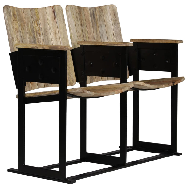 vidaXL 2 személyes tömör mangófa és acél pad