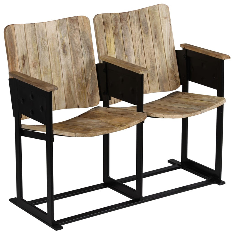 vidaXL 2 személyes tömör mangófa és acél pad