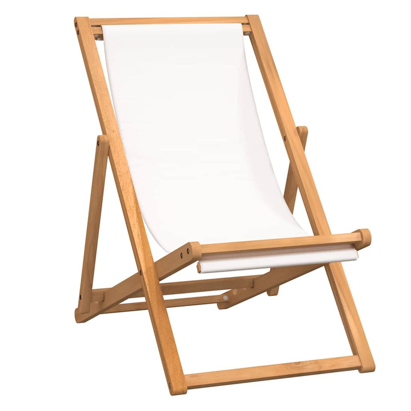 vidaXL krémszínű tíkfa napozószék 56 x 105 x 96 cm
