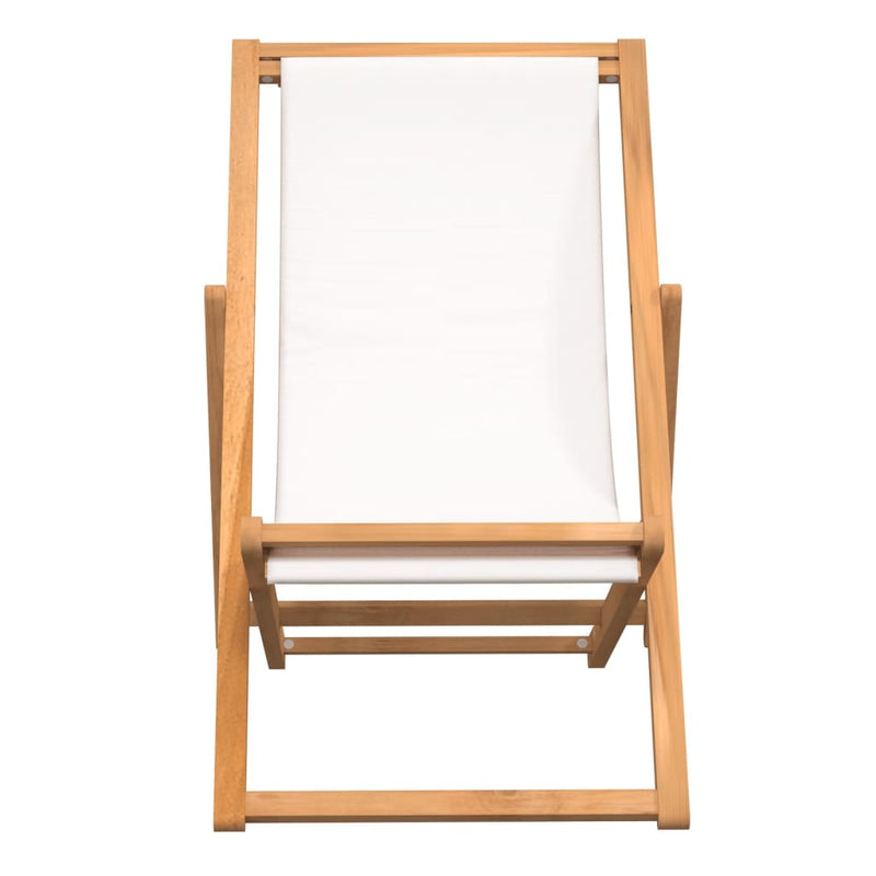 vidaXL krémszínű tíkfa napozószék 56 x 105 x 96 cm