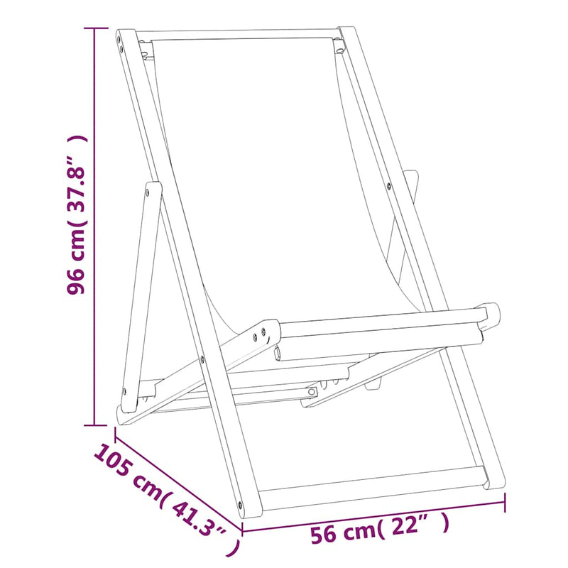 vidaXL krémszínű tíkfa napozószék 56 x 105 x 96 cm