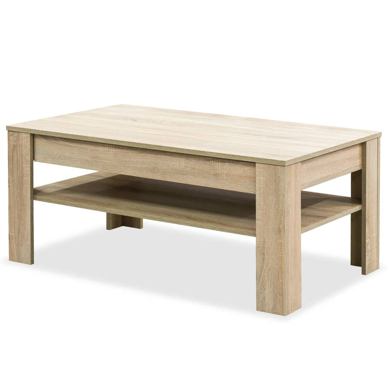 vidaXL tölgyfa színű faszerelt fa dohányzóasztal 110 x 65 x 48 cm