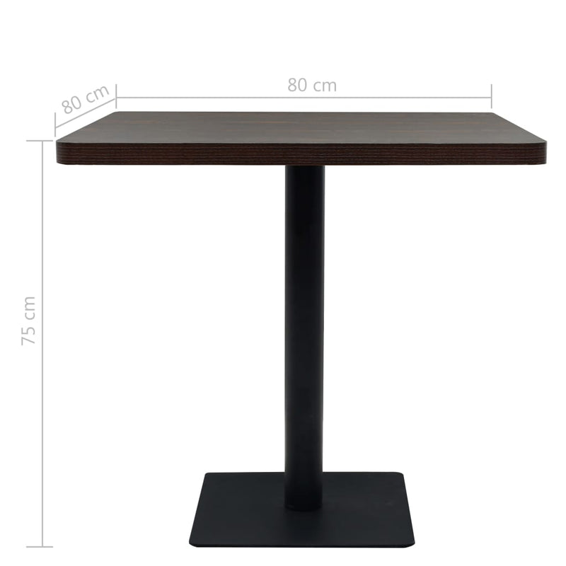 vidaXL sötét hamuszínű MDF/acél bisztró asztal 80 x 80 x 75 cm