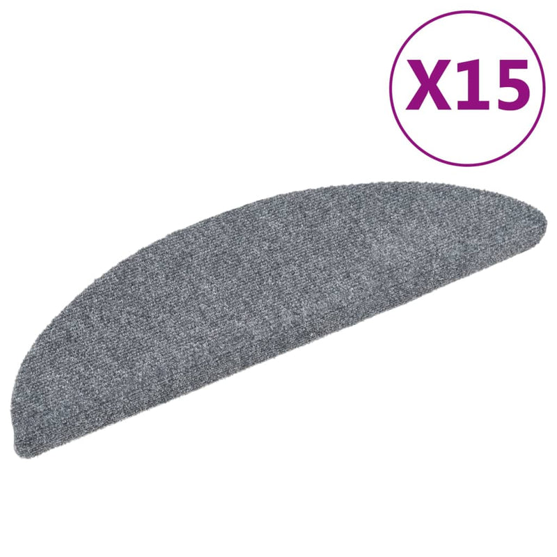 vidaXL 15 db világosszürke öntapadós lépcsőszőnyeg 56x17x3 cm