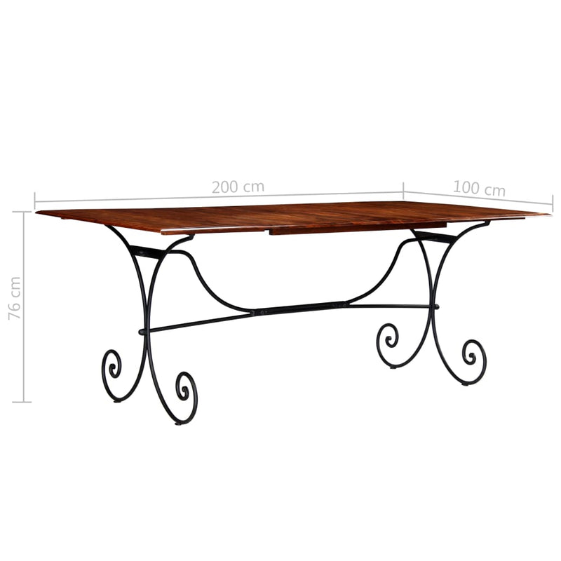 vidaXL tömör fa étkezőasztal mézszínű felülettel 200 x 100 x 76 cm
