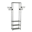 vidaXL fekete acél/nemszőtt textília ruhaállvány 55 x 28,5 x 175 cm