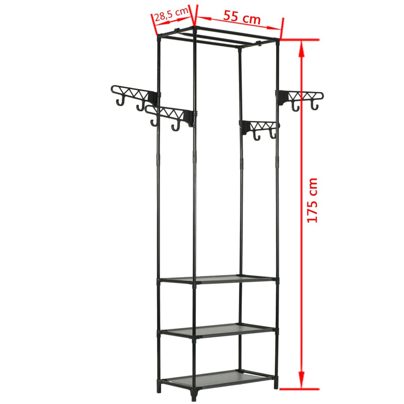 vidaXL fekete acél/nemszőtt textília ruhaállvány 55 x 28,5 x 175 cm