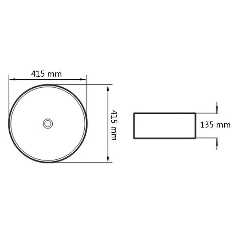 vidaXL kerek, fekete kerámia mosdókagyló 41,5 x 13,5 cm